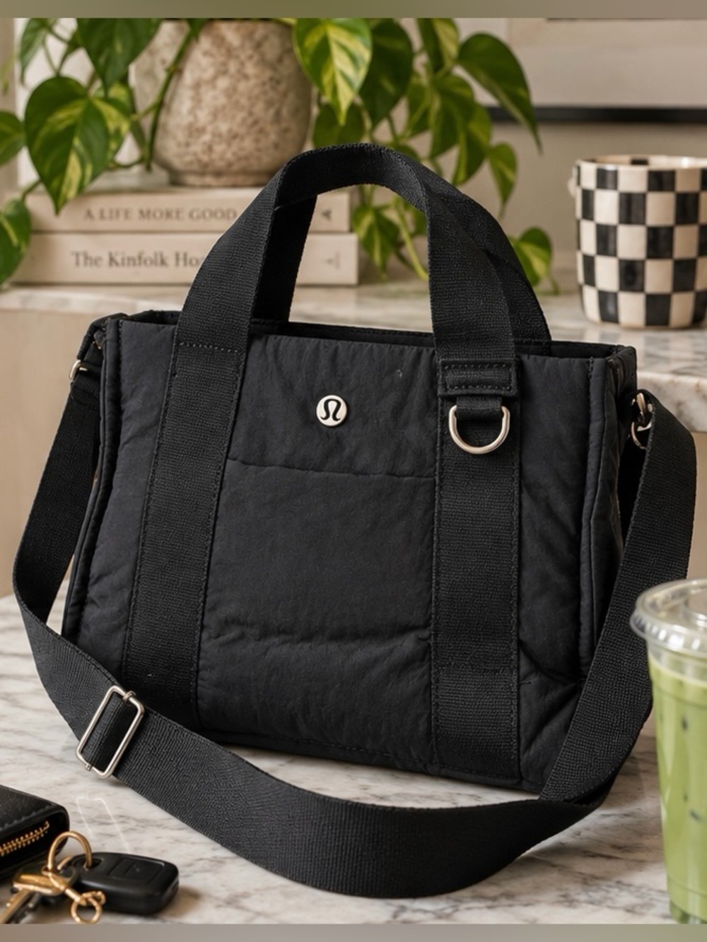 Lululemon Black Convertible Tote Crossbody Shoulder Bag Recycled Nylon